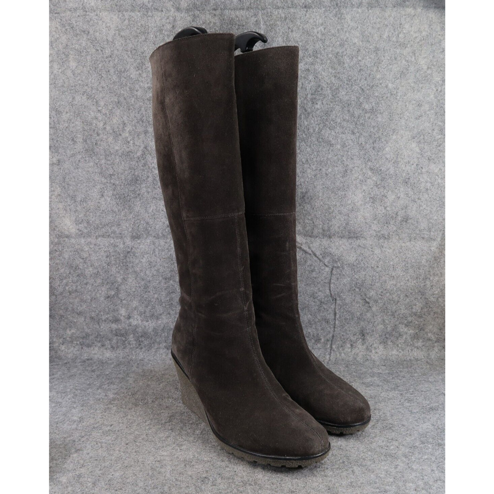 Gabor Shoes Womens 10 Wedge Boots Suede Knee High Zip Fashion Rinkata Patchwork